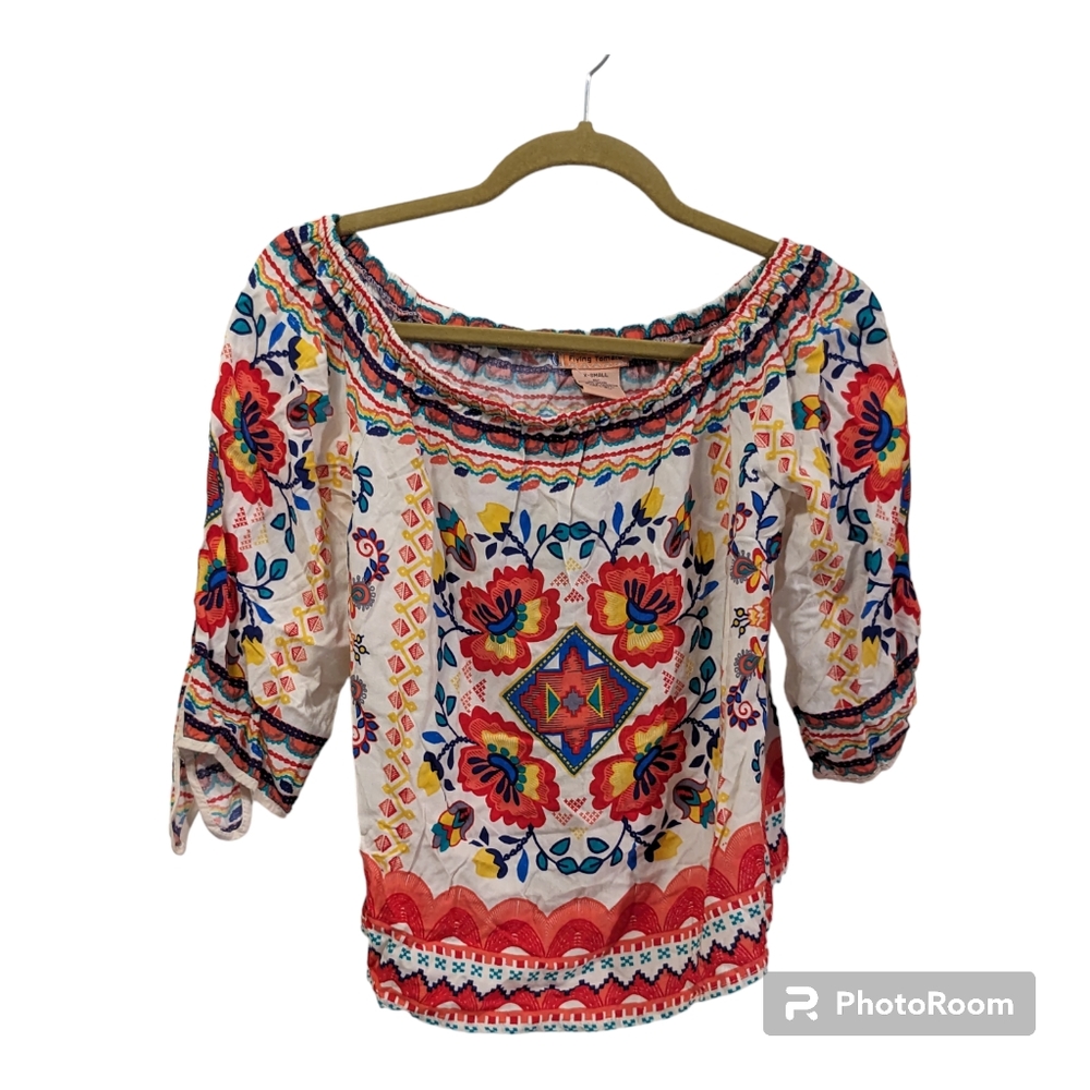 Flying Tomato Boho Floral Off the Shoulder Blouse Size Extra Small